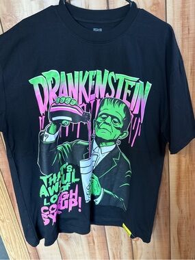 Drankenstein Graphic Tee - Black with Neon Green & Pink